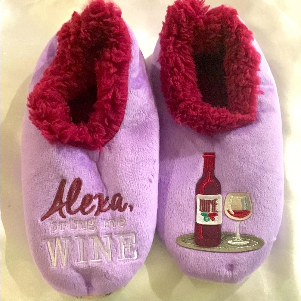 Purple and Red Wine-Themed Slippers